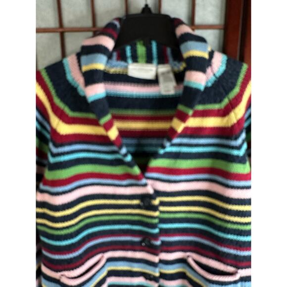 Liz Claiborne button-up cardigan with multi-color horizontal stripes - Picture 3 of 8
